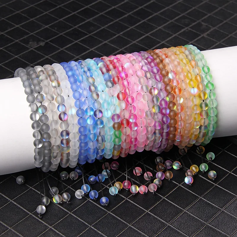 6mm Matte Glass Stone Beaded Bradied Bracelet Imitation Rainbow Moonstone Crystal Adjustable Bracelet
6mm Matte Glass Stone Beaded Bradied Bracelet Imitation Rainbow Moonstone Crystal Adjustable Bracelet