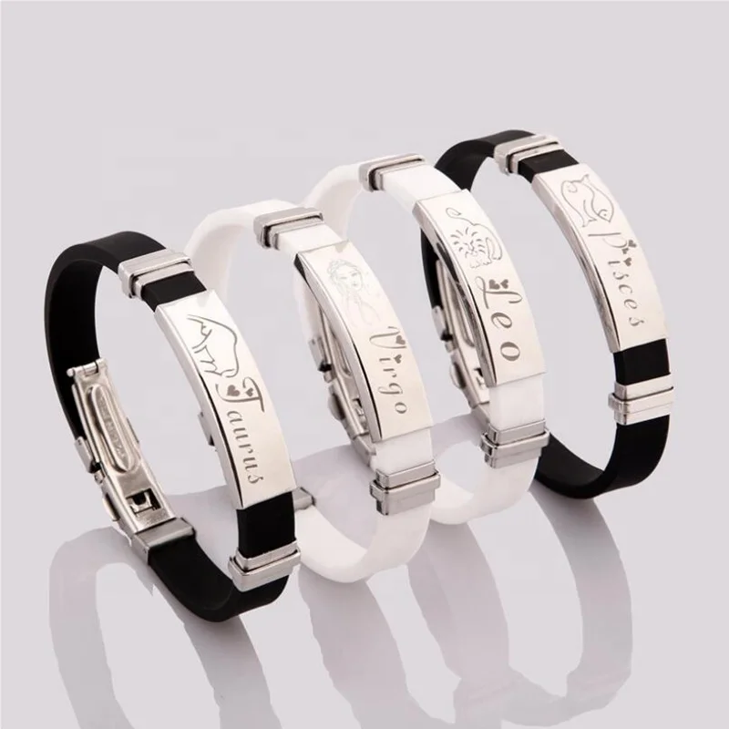 2020 new design custom men multi color optional the signs of the zodiac Stainless steel bracelet silicone bracelet, White,blakc
2020 new design custom men multi color optional the signs of the zodiac Stainless steel bracelet silicone bracelet, White,blakc
