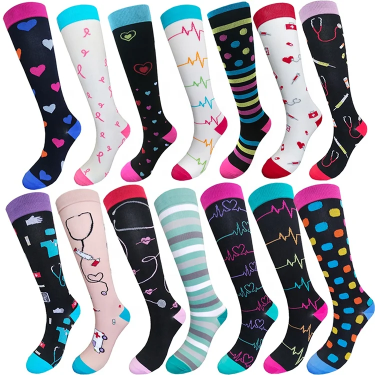 Custom quality women medical nurse socks compression colorful knee high compression socks, Custom color
Custom quality women medical nurse socks compression colorful knee high compression socks, Custom color