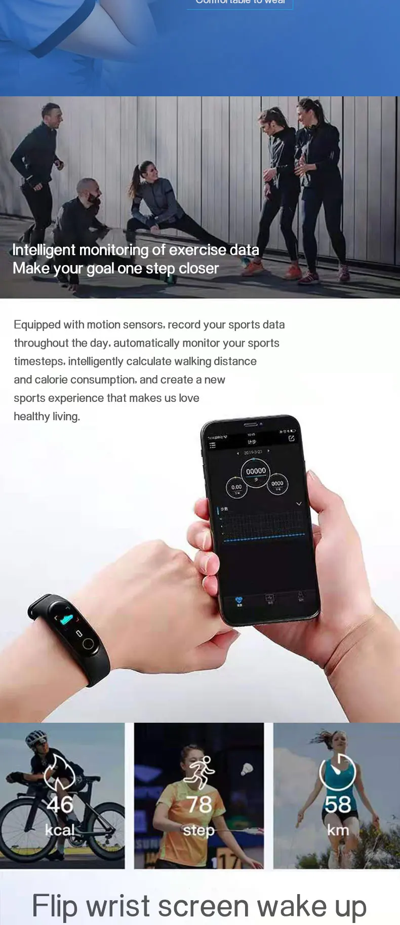 Latest M4 Smart Watch 2019 Sport Bracelet Wristband Waterproof  Low Price Cheap M3 Smart Watch Heart Rate Monitor