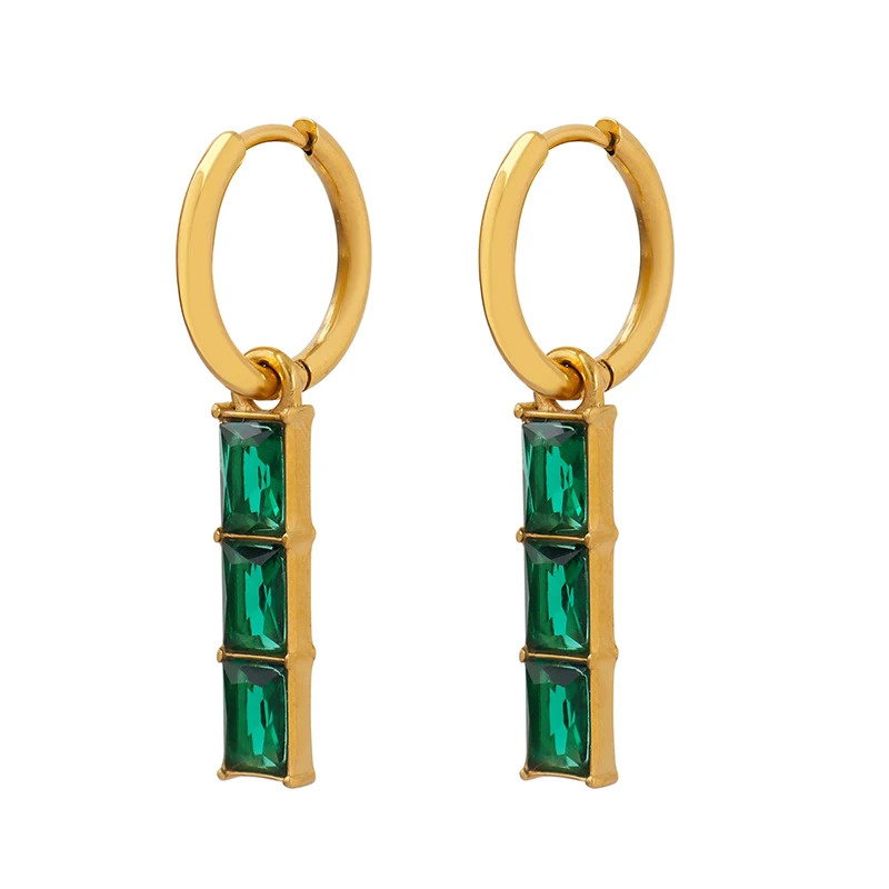 Factory wholesale personality rectangular green zircon earrings stainless steel earrings
Factory wholesale personality rectangular green zircon earrings stainless steel earrings