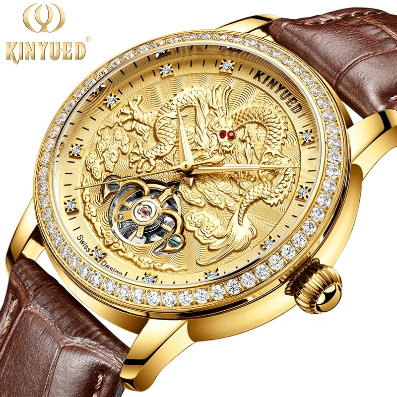KINYUED high-quality metal genuine leather watch fashion Chinese dragon design mens wristwatch
KINYUED high-quality metal genuine leather watch fashion Chinese dragon design mens wristwatch