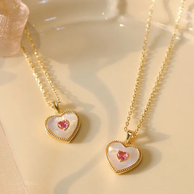 Hot Sale New Trendy Crystal Pink Gold Plated Brass Necklace Shell Heart Pendant Necklace For Women And Girls
Hot Sale New Trendy Crystal Pink Gold Plated Brass Necklace Shell Heart Pendant Necklace For Women And Girls