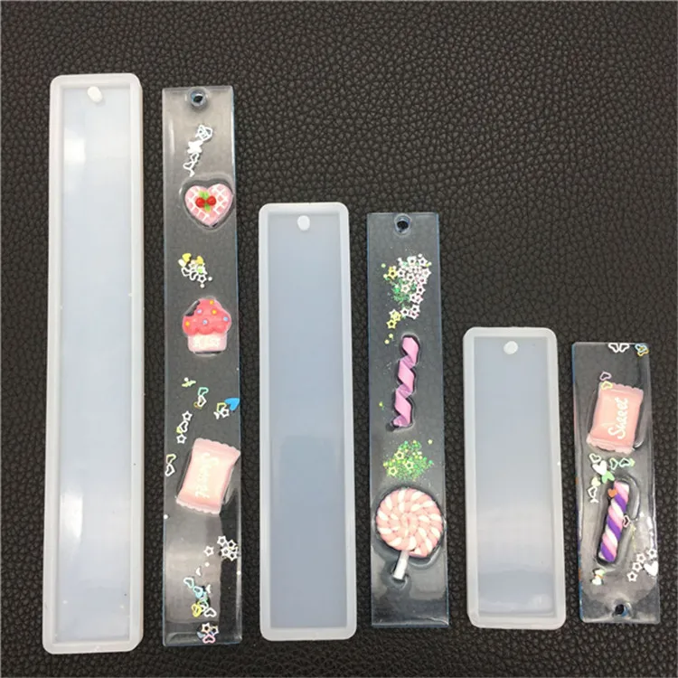 

Y1489 DIY Transparent Resin Casting Jewelry Mold Rectangle Silicone Bookmark Molds, White