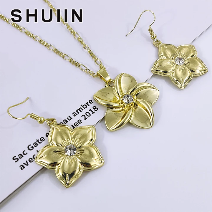 SHUIIN Polynesian cz gemstone flower necklace and earrings set hawaiian gold jewelry wholesale
SHUIIN Polynesian cz gemstone flower necklace and earrings set hawaiian gold jewelry wholesale