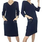 Latest Fashion Casual Midi Bodycon Knit Dress Designs Clothing Women Lady