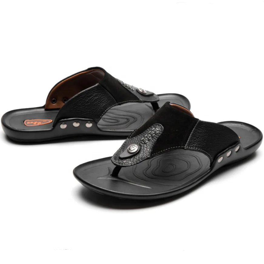Summer new leather men's slippers trend first layer leather flip flops fashion casual beach men's sandals wholesale, Black brown
Summer new leather men's slippers trend first layer leather flip flops fashion casual beach men's sandals wholesale, Black brown