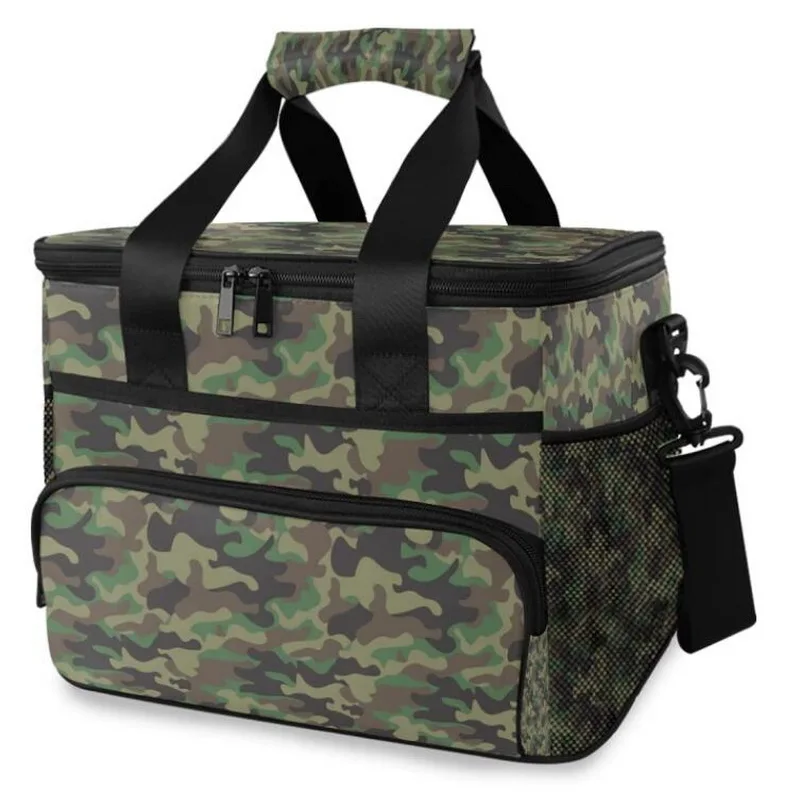 

Camo Large Durable Waterproof Soft Travel Insulation Ice Cool Bag Bottle Cans Insulated Thermal Cooler Bag for Hot Cold Food, Custom patterns