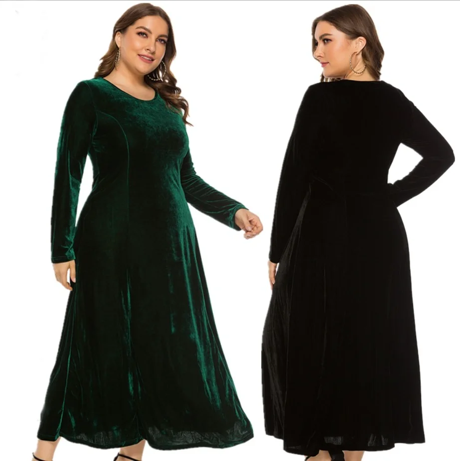 Wholesale 2021 Amazon European and American Large size Women Fashion Round neck long sleeve Maxi Velvet Dresses, Picture color
Wholesale 2021 Amazon European and American Large size Women Fashion Round neck long sleeve Maxi Velvet Dresses, Picture color