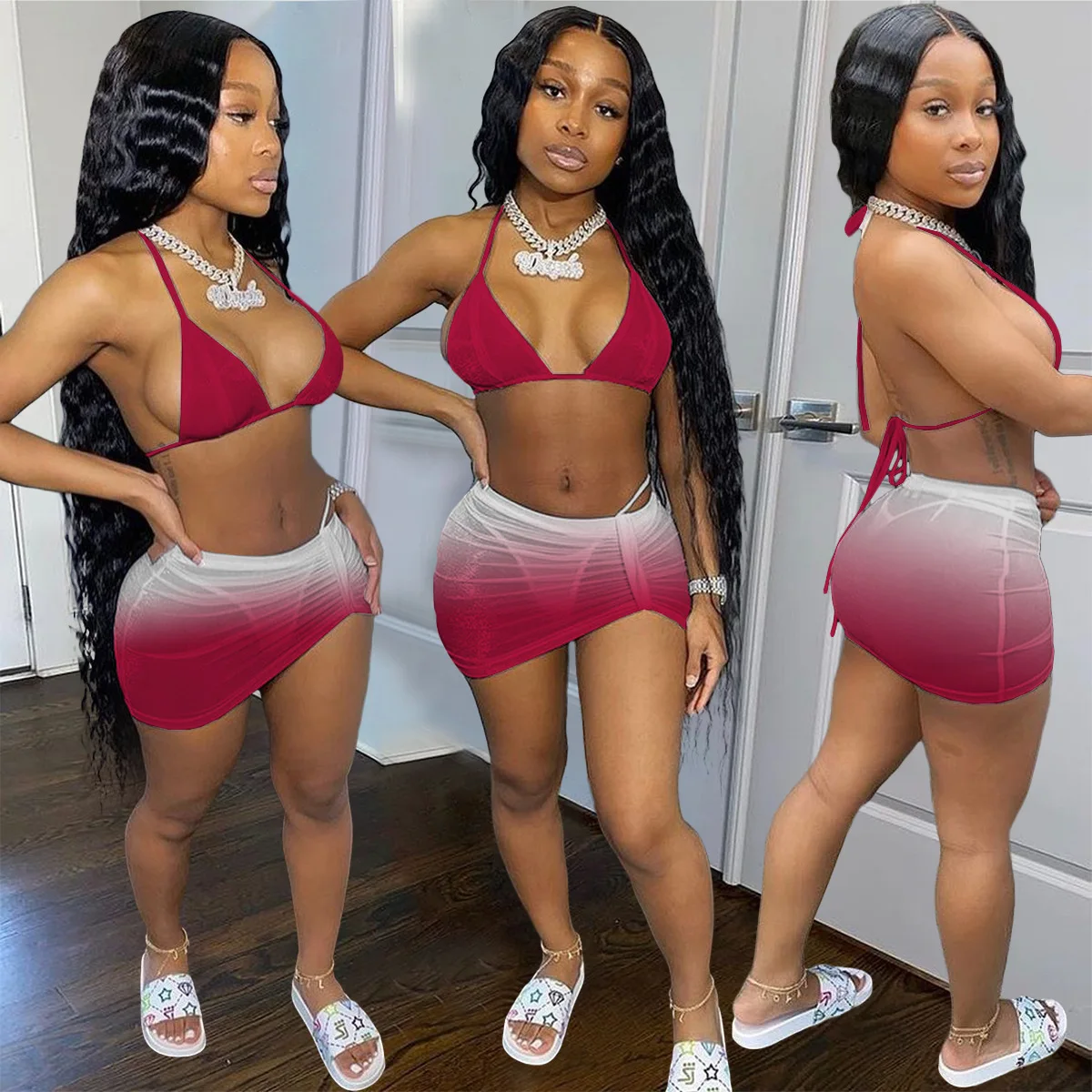 ALS241 Best selling halter backless bikinis woman swimwear gradient color crop top swimsuits for women 2021 bikini wholesale
ALS241 Best selling halter backless bikinis woman swimwear gradient color crop top swimsuits for women 2021 bikini wholesale