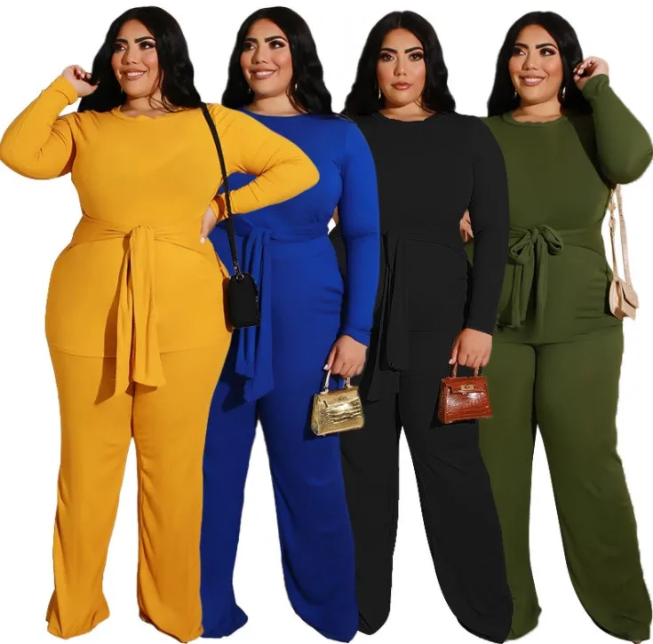 Fashion Solid Color Long Sleeve Front Tie Top And Wide Leg Two Piece Plus Size 2pc Pants Set Women 2021, Black,yellow,blue,olive
Fashion Solid Color Long Sleeve Front Tie Top And Wide Leg Two Piece Plus Size 2pc Pants Set Women 2021, Black,yellow,blue,olive