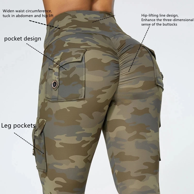 Women fitness leggings gym sexy push up camouflage Yoga Pants with pockets, Printed
Women fitness leggings gym sexy push up camouflage Yoga Pants with pockets, Printed