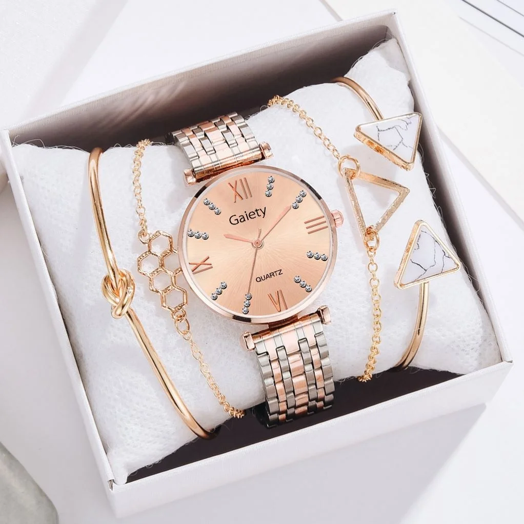 Watch + Bracelet+Box Women Luxury Crystal Diamond Rose Gold Ladies Wrist Watches Set, 4 different colors as picture
Watch + Bracelet+Box Women Luxury Crystal Diamond Rose Gold Ladies Wrist Watches Set, 4 different colors as picture