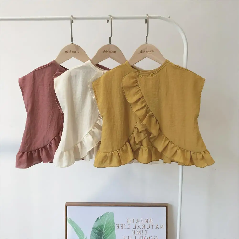 summer baby girls blouse shirts solid ruffles kids tops fashion korean design for children clothes wholesale
summer baby girls blouse shirts solid ruffles kids tops fashion korean design for children clothes wholesale