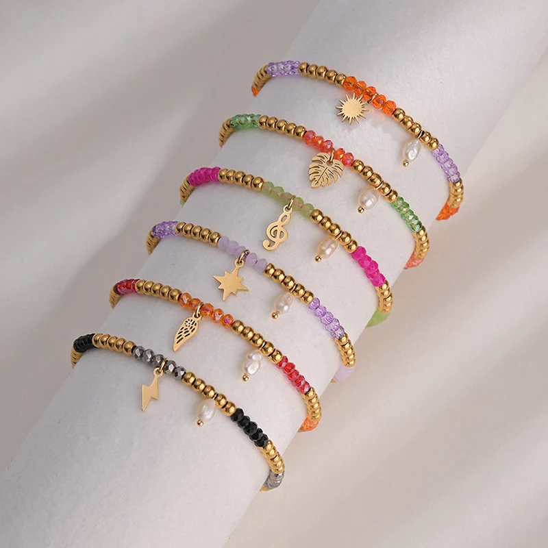 Trendy Hand Made Stainless Steel Boho Rosary Fashion Jewelry Charms Colorful Beaded Chain Bracelet for Women
Trendy Hand Made Stainless Steel Boho Rosary Fashion Jewelry Charms Colorful Beaded Chain Bracelet for Women