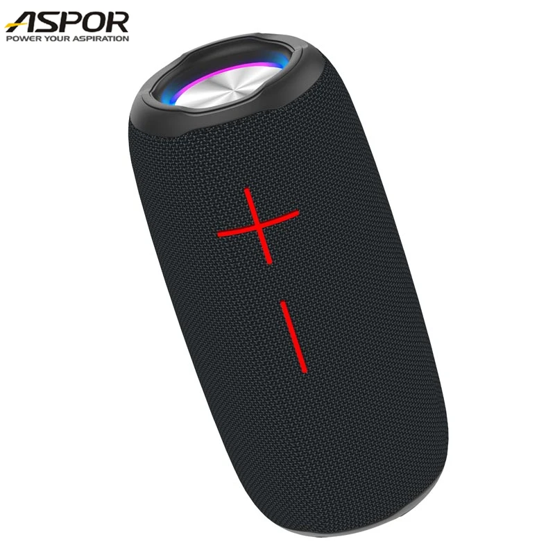 ASPOR IPX6 grade waterproof wireless bass speaker with 5 model and LED suitable for outdoor, Black 
ASPOR IPX6 grade waterproof wireless bass speaker with 5 model and LED suitable for outdoor, Black