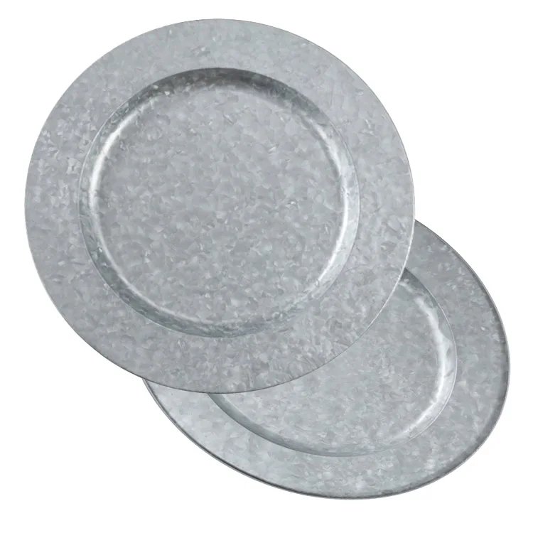 Sousplat Collection Galvanized Finish Distressed Metal Charger Plates 13" Vintage Farmhouse Tin Classic Round Charger Plate
Sousplat Collection Galvanized Finish Distressed Metal Charger Plates 13" Vintage Farmhouse Tin Classic Round Charger Plate