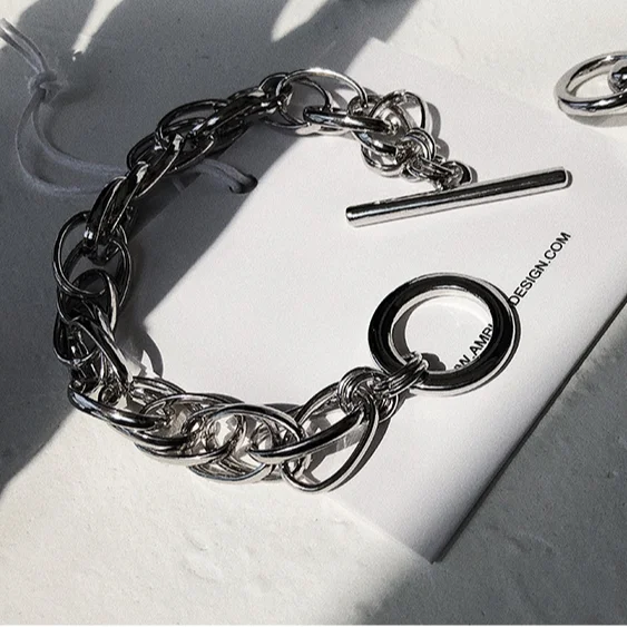 OTbuckle toggle silver twisted circle link circle chain bracelet silver metal casual bracelet for women, As photo
OTbuckle toggle silver twisted circle link circle chain bracelet silver metal casual bracelet for women, As photo