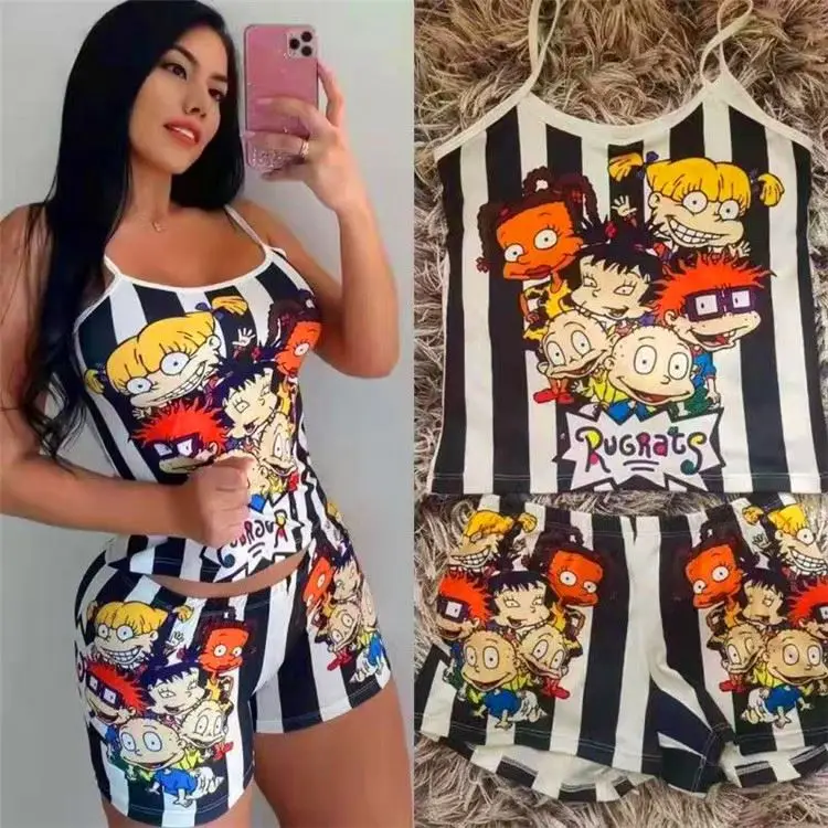 Wholesale Women Sleepwear Custom S-2XL Printed Cartoon Ladies Pijamas Satin Top And Shorts Women Sleepwear Set, Customized color
Wholesale Women Sleepwear Custom S-2XL Printed Cartoon Ladies Pijamas Satin Top And Shorts Women Sleepwear Set, Customized color