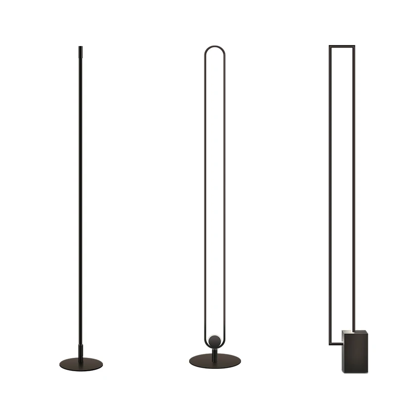 Modern design linear slim steel marble base stand lamp dimmable for living room LED floor light