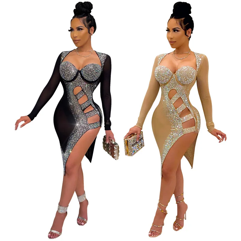 High Quality Ladies Party Prom Rhinestone Long Sleeve Dresses Women Sexy&Club See-through Evening Dress Clothing 2021, Shown
High Quality Ladies Party Prom Rhinestone Long Sleeve Dresses Women Sexy&Club See-through Evening Dress Clothing 2021, Shown