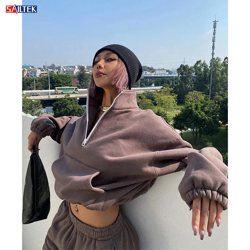 2021 high quality custom crop top hoodie women zip comfy fleece pullover women hoodies, Customized color
2021 high quality custom crop top hoodie women zip comfy fleece pullover women hoodies, Customized color
