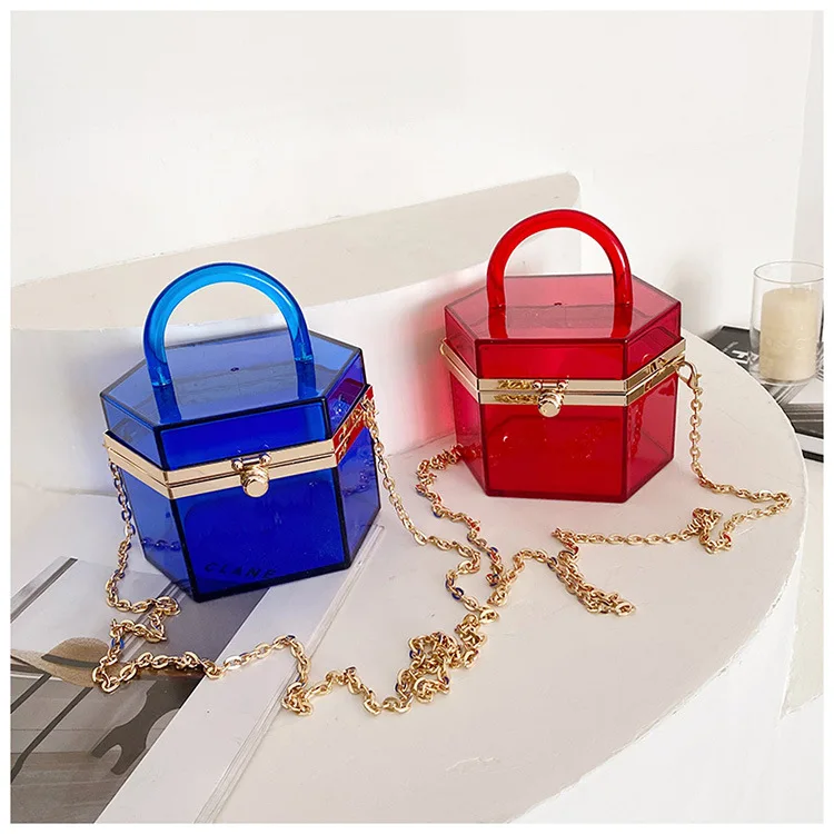 Latest Summer Pvc Transparent Clear Bags Ladies Women Hexagon Bucket Purses and Handbags, Azul
Latest Summer Pvc Transparent Clear Bags Ladies Women Hexagon Bucket Purses and Handbags, Azul