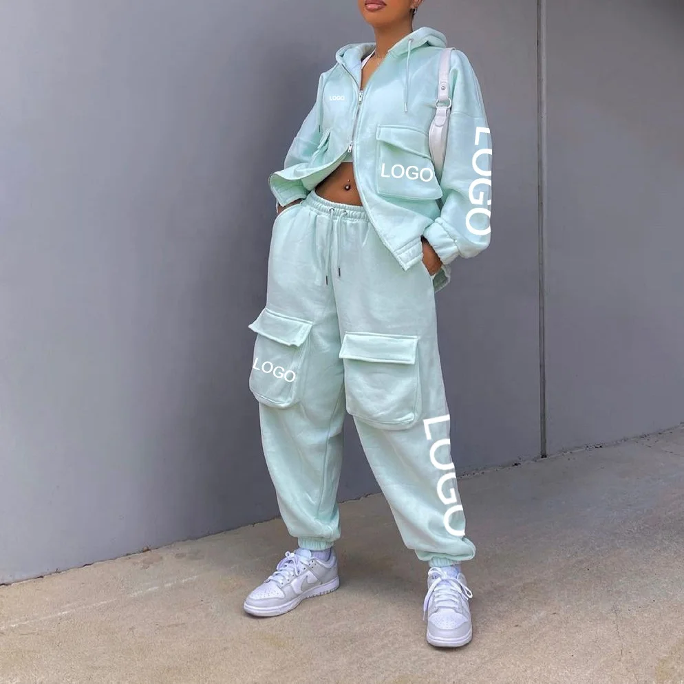 Winter Fashionable Causal Two Piece Clothing Suit for Ladies custom logo zipper Oversize Hoodie and Cargo pant jogger Women Sets
Winter Fashionable Causal Two Piece Clothing Suit for Ladies custom logo zipper Oversize Hoodie and Cargo pant jogger Women Sets