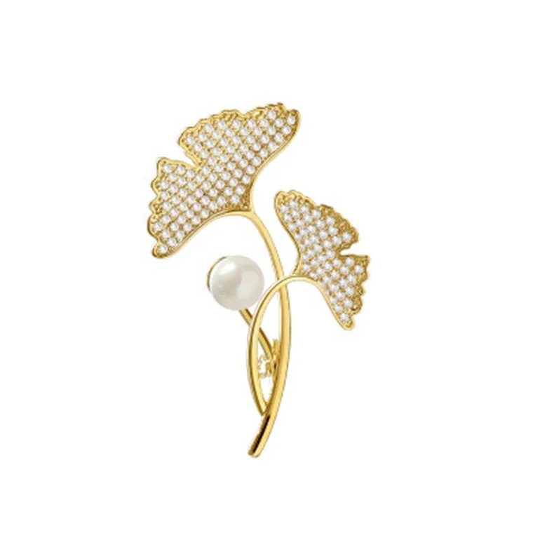 Ginkgo Leaf Pearl Atmospheric Brooch Elegant Creative Brooch Jewelry Alloy Leaf Women's Brooch, Golden
Ginkgo Leaf Pearl Atmospheric Brooch Elegant Creative Brooch Jewelry Alloy Leaf Women's Brooch, Golden