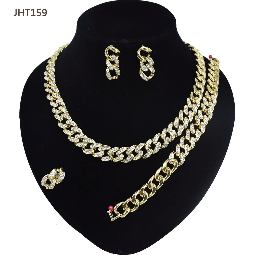 JHT159 Wholesale 18K gold plated jewelry set fashion hip hop diamond jewelry set, 18k gold plated color 
JHT159 Wholesale 18K gold plated jewelry set fashion hip hop diamond jewelry set, 18k gold plated color