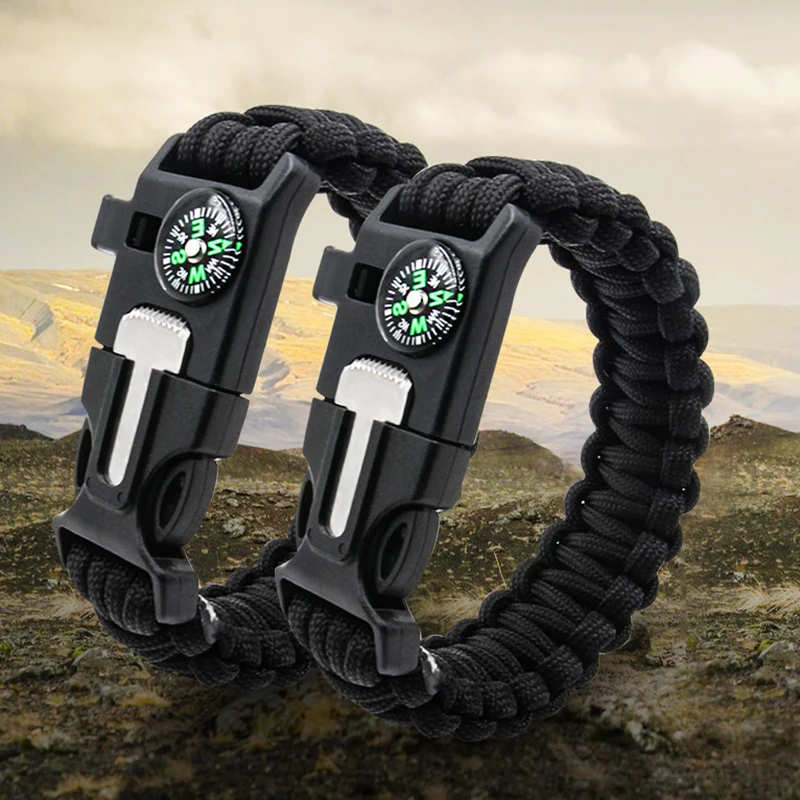 Multifunctional custom adjustable wholesale 5 in 1 outdoor umbrella rope survival bracelet with embedded compass, Black or to be customized
Multifunctional custom adjustable wholesale 5 in 1 outdoor umbrella rope survival bracelet with embedded compass, Black or to be customized