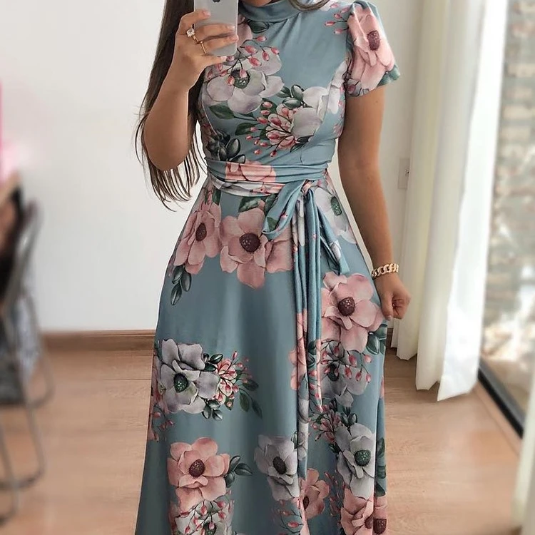 Ecowalson Women Summer Dress 2021 Casual Short Sleeve Long Dress Boho Floral Print Maxi Turtleneck Bandage Elegant Dresses
Ecowalson Women Summer Dress 2021 Casual Short Sleeve Long Dress Boho Floral Print Maxi Turtleneck Bandage Elegant Dresses