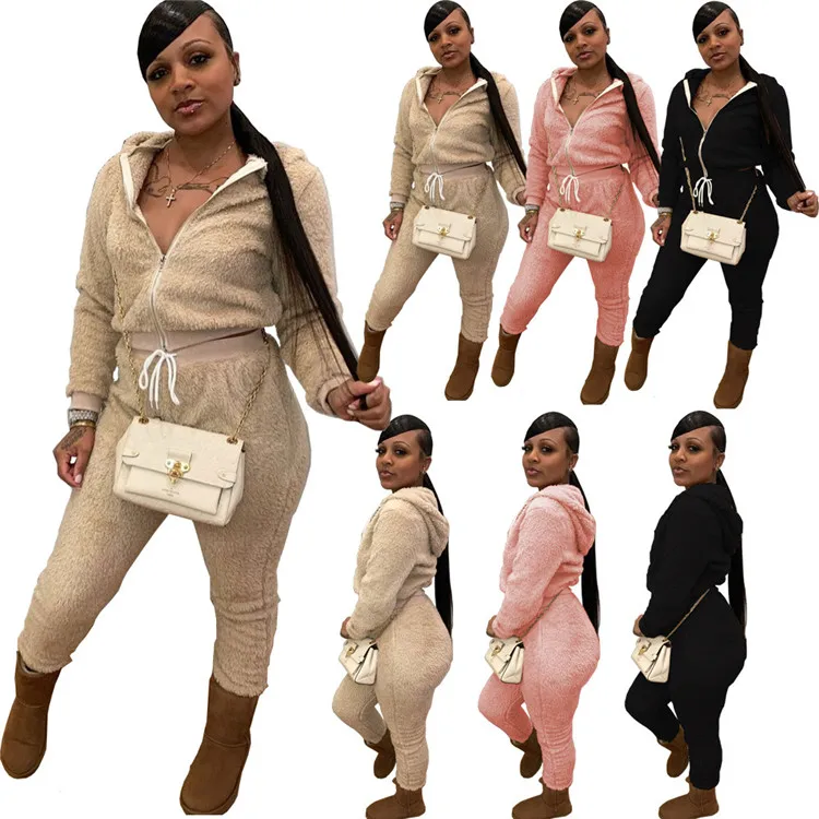 FE5155 Hot Sale Winter Ladies 2 PCS Set Long Sleeve Hooded Coat Drawstring Pants Thick Plus Size Women Two Piece Set
FE5155 Hot Sale Winter Ladies 2 PCS Set Long Sleeve Hooded Coat Drawstring Pants Thick Plus Size Women Two Piece Set