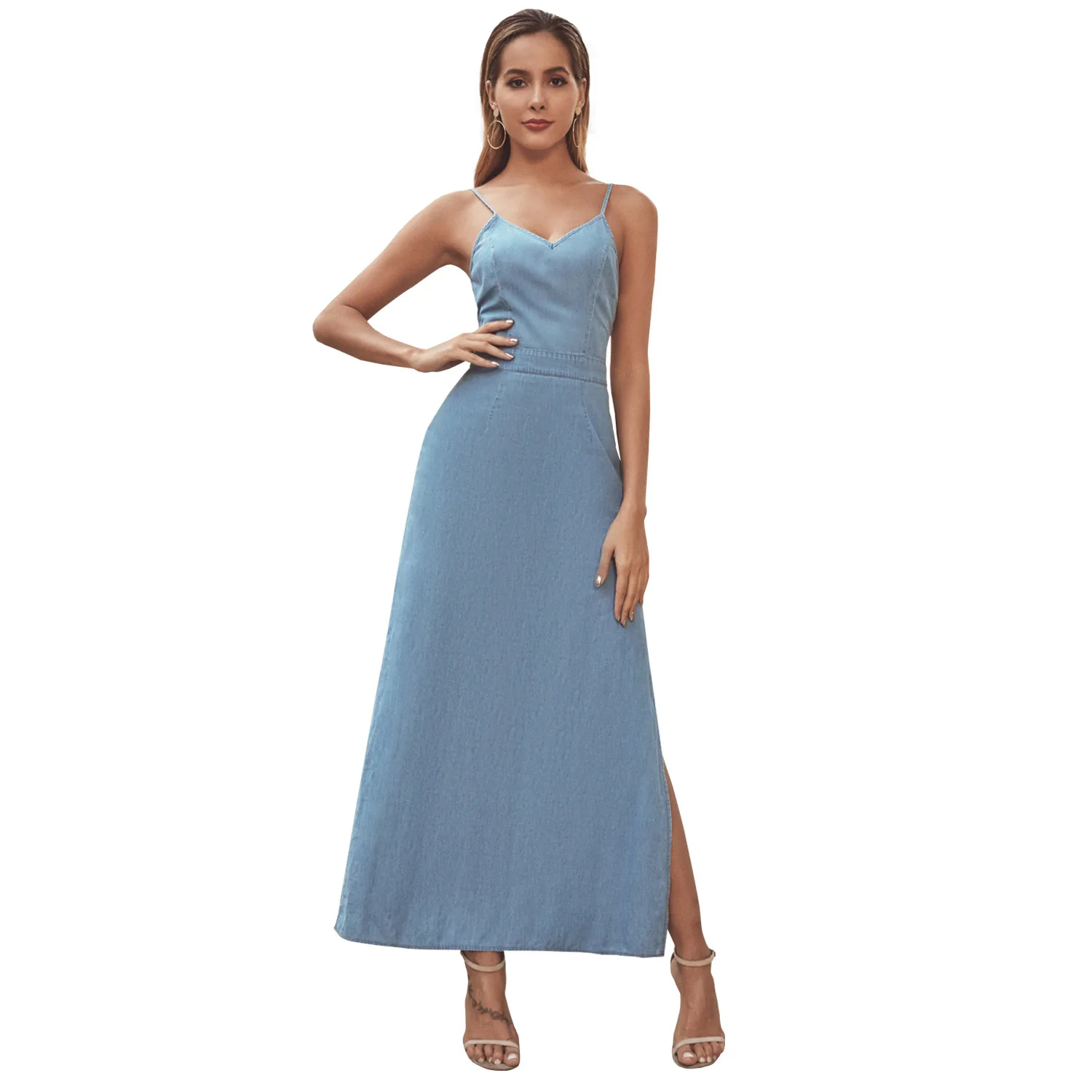 2021 New Arrivals Casual Sleeveless Women A-line Maxi Dress Female Summer Sexy Lady Vintage Denim Long Dresses
2021 New Arrivals Casual Sleeveless Women A-line Maxi Dress Female Summer Sexy Lady Vintage Denim Long Dresses