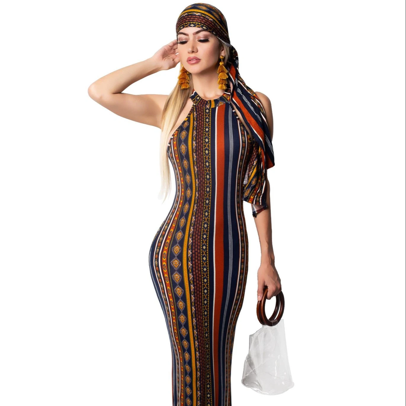 hot fashion stripe boho bohemian maxi dress women with head band dresses women casual
hot fashion stripe boho bohemian maxi dress women with head band dresses women casual