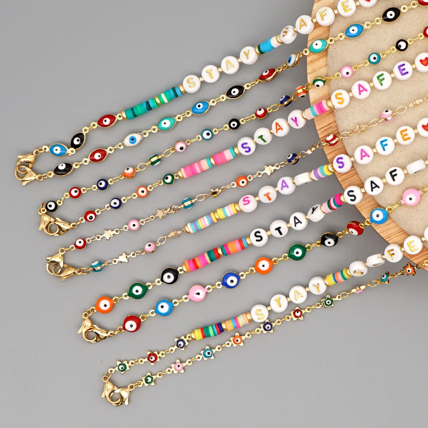 Boho Chain Acrylic Beaded Necklace Polymer Clay Sunglasses Retainer Strap Holder Facemask Chain Necklace Lanyard for Women Girl, Picture shows
Boho Chain Acrylic Beaded Necklace Polymer Clay Sunglasses Retainer Strap Holder Facemask Chain Necklace Lanyard for Women Girl, Picture shows