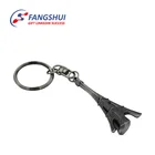 Creative small key holder split key ring blank metal keychains custom eiffel tower souvenir sublimation keychain