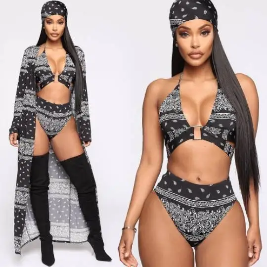 New Style Ornaments Pleat Swimsuit Four Pieces V Neck Print Swimming Costume Girls Swimwear Beachwear
New Style Ornaments Pleat Swimsuit Four Pieces V Neck Print Swimming Costume Girls Swimwear Beachwear