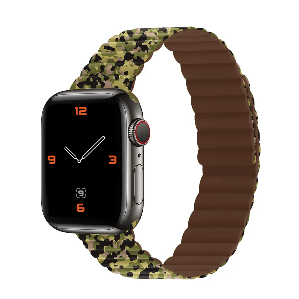 Camouflage Print Silicone Strap for Apple Watch Band Series 7 6 SE 5 4 Magnetic Loop Bracelet for iWatch 41mm 45mm 44 40 38 40mm, Black,gold,blue,red
Camouflage Print Silicone Strap for Apple Watch Band Series 7 6 SE 5 4 Magnetic Loop Bracelet for iWatch 41mm 45mm 44 40 38 40mm, Black,gold,blue,red