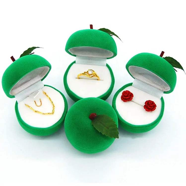 Cartoon high-end flocking jewelry box apple-shaped ring earring pendant box Christmas gift packaging box spot direct sale, Green/customized
Cartoon high-end flocking jewelry box apple-shaped ring earring pendant box Christmas gift packaging box spot direct sale, Green/customized