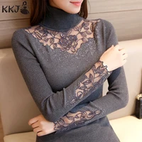 2019 Women's Lace Sleeve Black High Neck Pullover Sweater Turtleneck Women Sweater Jumper
2019 Women's Lace Sleeve Black High Neck Pullover Sweater Turtleneck Women Sweater Jumper