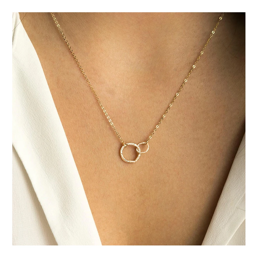 Fashion Silver Gold Plated Collarbone Chain Jewelry Custom 316 Stainless Steel Charm Double Circle Round Pendant Necklace, Silver/gold/rose gold
Fashion Silver Gold Plated Collarbone Chain Jewelry Custom 316 Stainless Steel Charm Double Circle Round Pendant Necklace, Silver/gold/rose gold