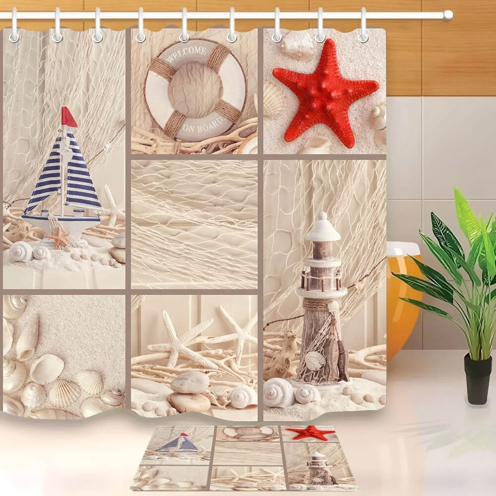 i@home beach shells starfish new digital printing polyester shower curtain, Colorful
i@home beach shells starfish new digital printing polyester shower curtain, Colorful