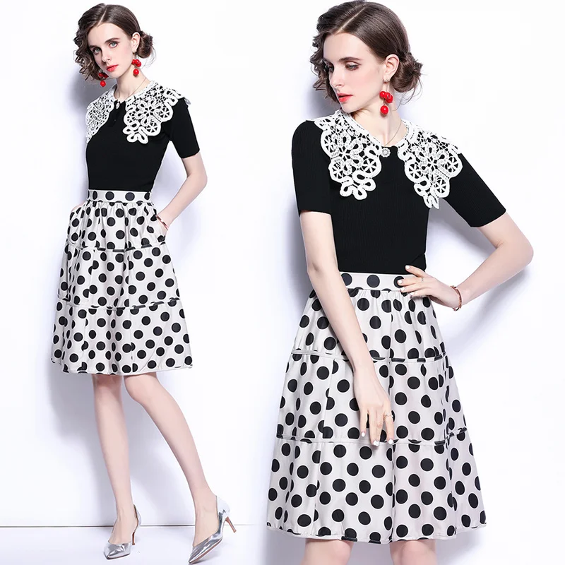 2021 Hot Sale Women's lace collar sweater+ Polka Dot Pleated Skirt A-Line New Elastic Waist Ladies Casual Commuter Skirt
2021 Hot Sale Women's lace collar sweater+ Polka Dot Pleated Skirt A-Line New Elastic Waist Ladies Casual Commuter Skirt