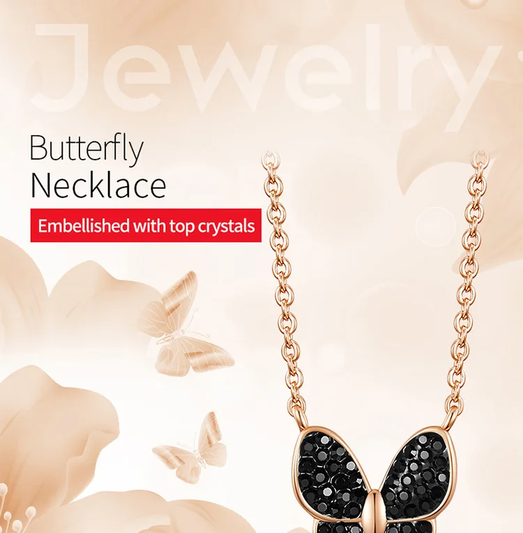 Custom Logo Women Bijoux Original Jewelry Butterfly Necklace