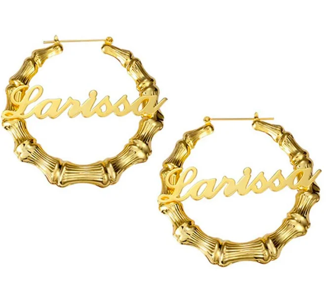 jialin jewelry 2020 new style for Women gold plated stainless steel custom bamboo name logo hoop earrings
jialin jewelry 2020 new style for Women gold plated stainless steel custom bamboo name logo hoop earrings