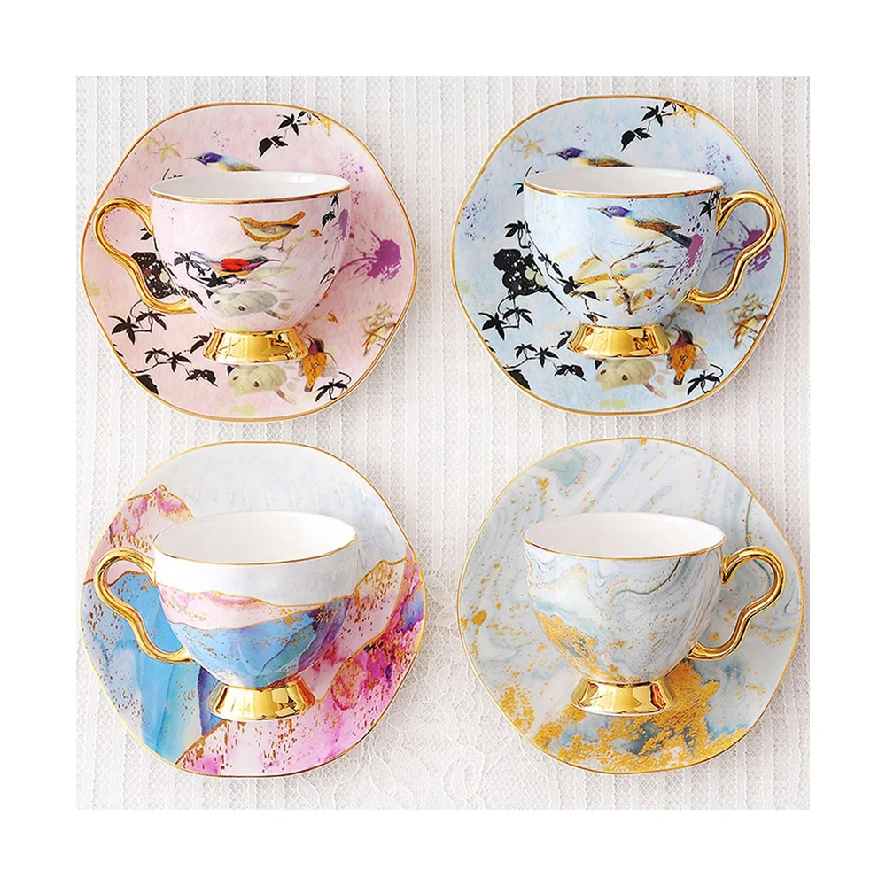 Premium Coffee Cups And Saucers Fine Bone China European Traditional Style English pastoral afternoon tea Flower decal set, Customized color
Premium Coffee Cups And Saucers Fine Bone China European Traditional Style English pastoral afternoon tea Flower decal set, Customized color