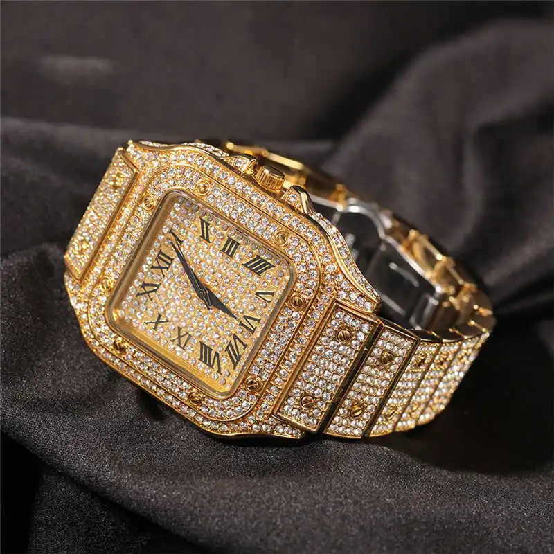 Bling Roman Scale Wrist Watche Hiphop Iced Out Rhinestones Watch Jewelry Relogios Mens Luxury 24K Gold Diamond Quartz Watches, Gold/silver/rose gold/gold+silver
Bling Roman Scale Wrist Watche Hiphop Iced Out Rhinestones Watch Jewelry Relogios Mens Luxury 24K Gold Diamond Quartz Watches, Gold/silver/rose gold/gold+silver