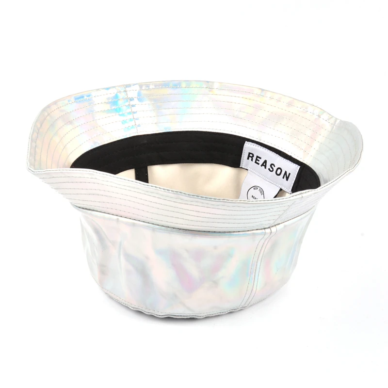 High fashion uv sun protection shade pvc reflective hologram water proof plain fishing bucket hat with logo