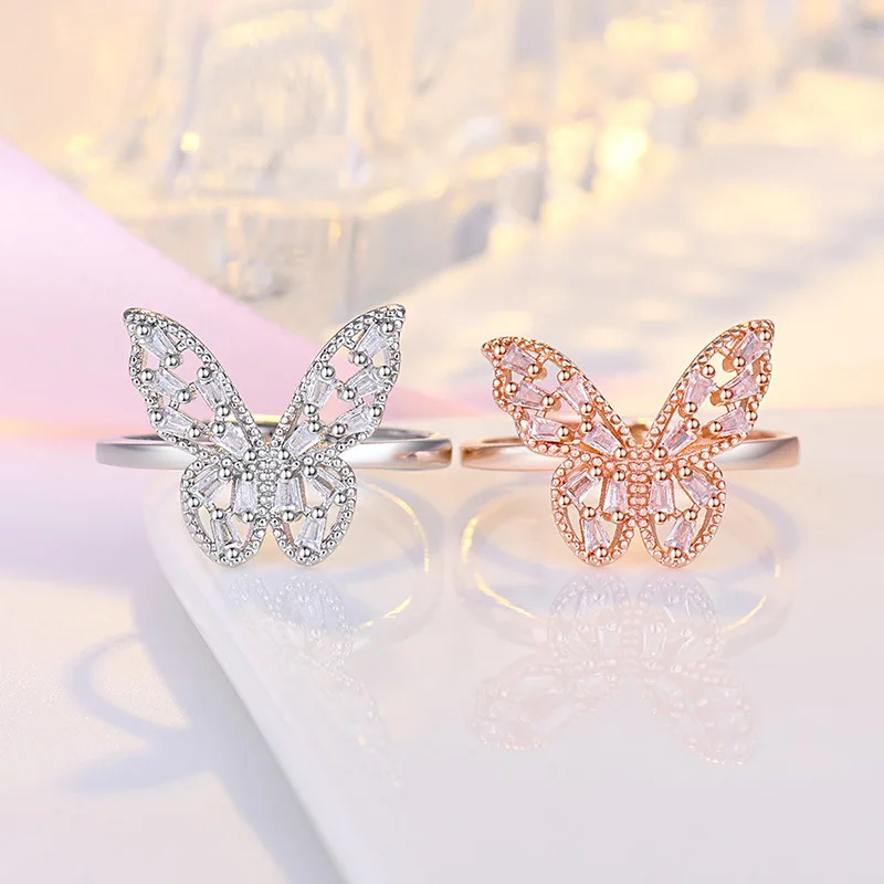 Rhinestone Studded Rings Women Silver 925 Sterling Butterfly Ring Jewelry Wholesale, 2 colors
Rhinestone Studded Rings Women Silver 925 Sterling Butterfly Ring Jewelry Wholesale, 2 colors